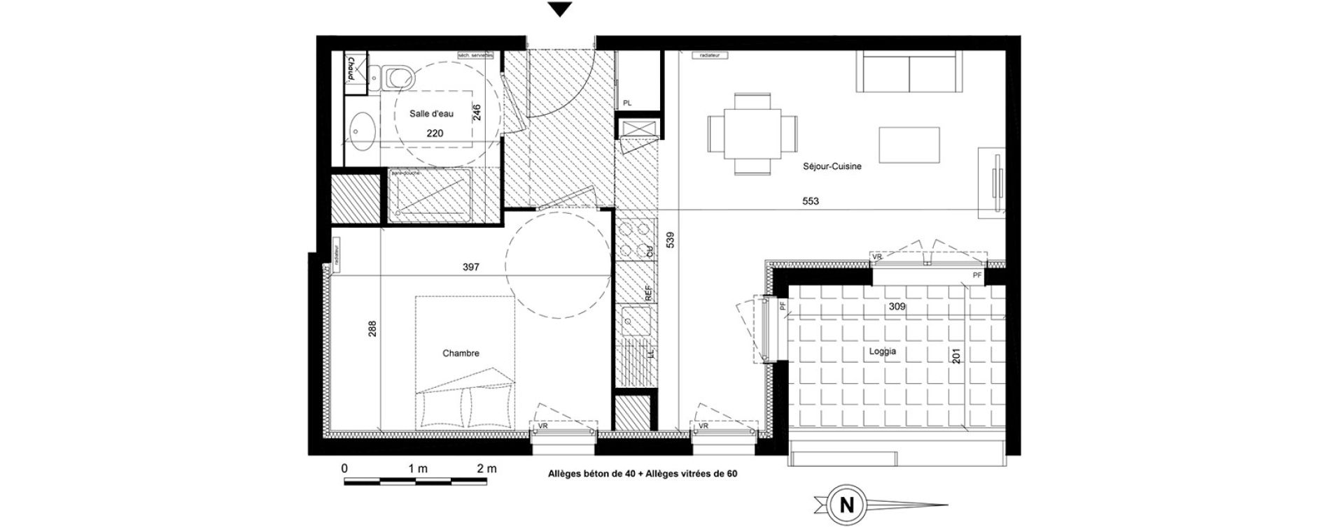 Appartement T2 de 41,64 m2 &agrave; Lyon Villette - maisons neuves (3eme)