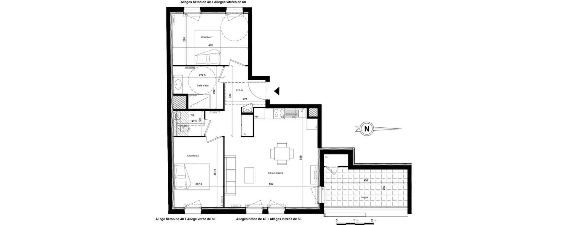 Appartement T3 de 62,51 m2 &agrave; Lyon Villette - maisons neuves (3eme)