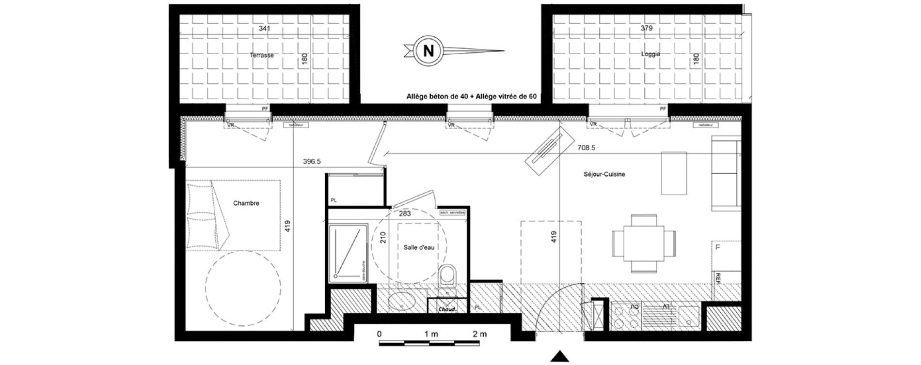 Appartement T2 de 43,40 m2 &agrave; Lyon Villette - maisons neuves (3eme)