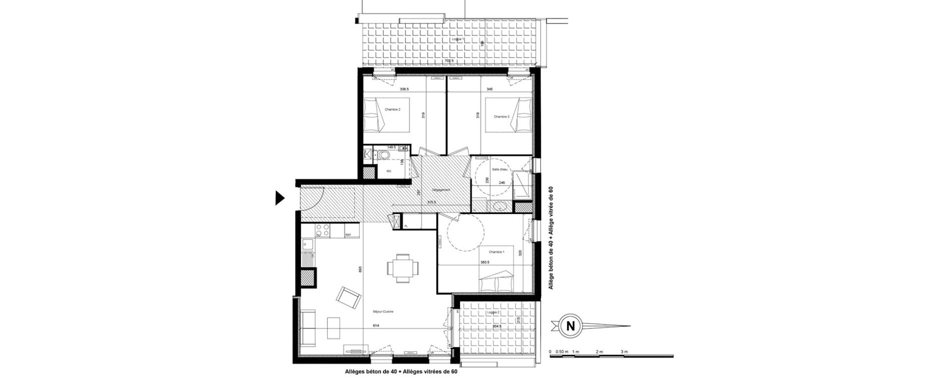 Appartement T4 de 84,36 m2 &agrave; Lyon Villette - maisons neuves (3eme)