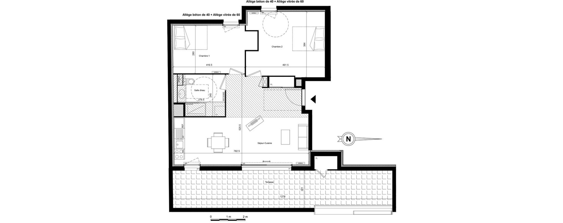 Appartement T3 de 68,04 m2 &agrave; Lyon Villette - maisons neuves (3eme)