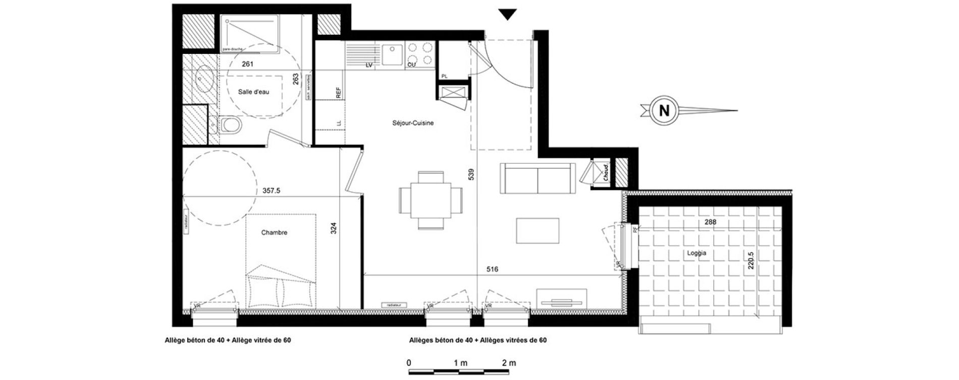 Appartement T2 de 43,76 m2 &agrave; Lyon Villette - maisons neuves (3eme)