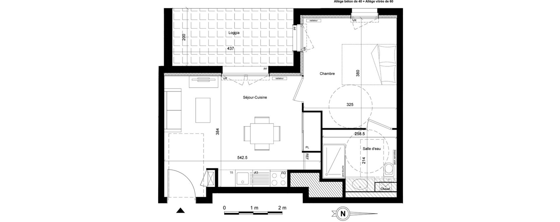 Appartement T2 de 37,06 m2 &agrave; Lyon Villette - maisons neuves (3eme)