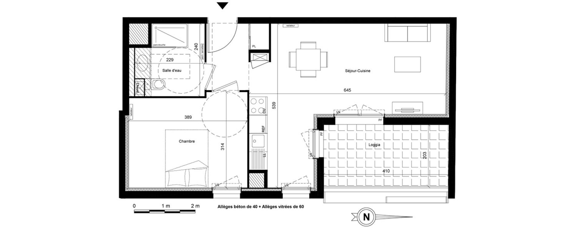 Appartement T2 de 44,05 m2 &agrave; Lyon Villette - maisons neuves (3eme)
