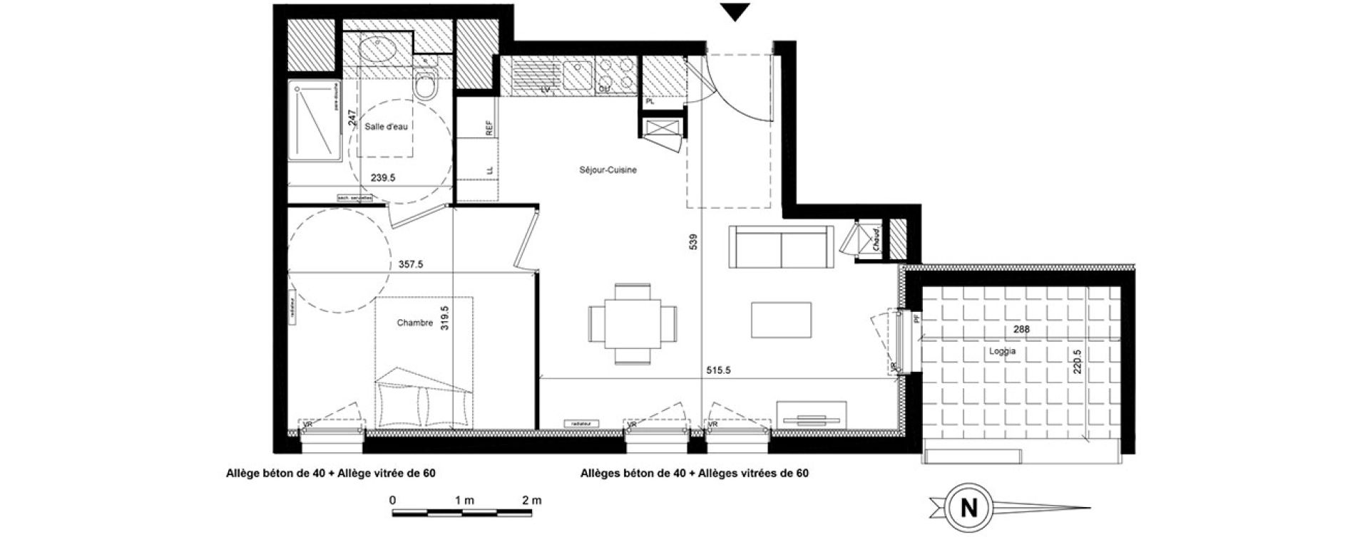 Appartement T2 de 43,04 m2 &agrave; Lyon Villette - maisons neuves (3eme)