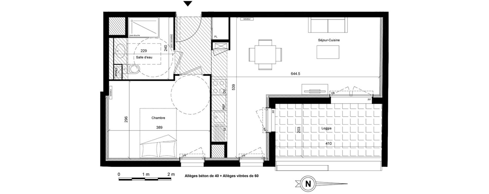 Appartement T2 de 44,08 m2 &agrave; Lyon Villette - maisons neuves (3eme)