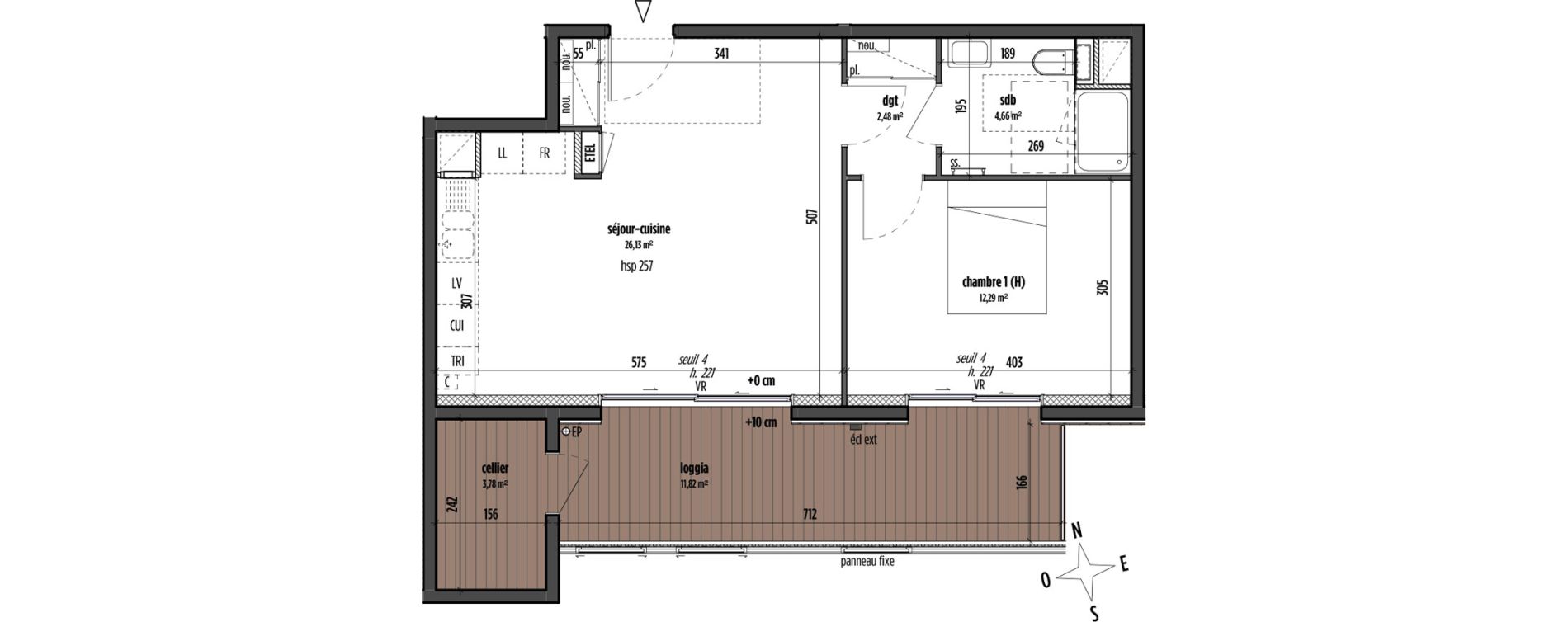Appartement T2 de 45,56 m2 &agrave; Lyon Gerland (7eme)