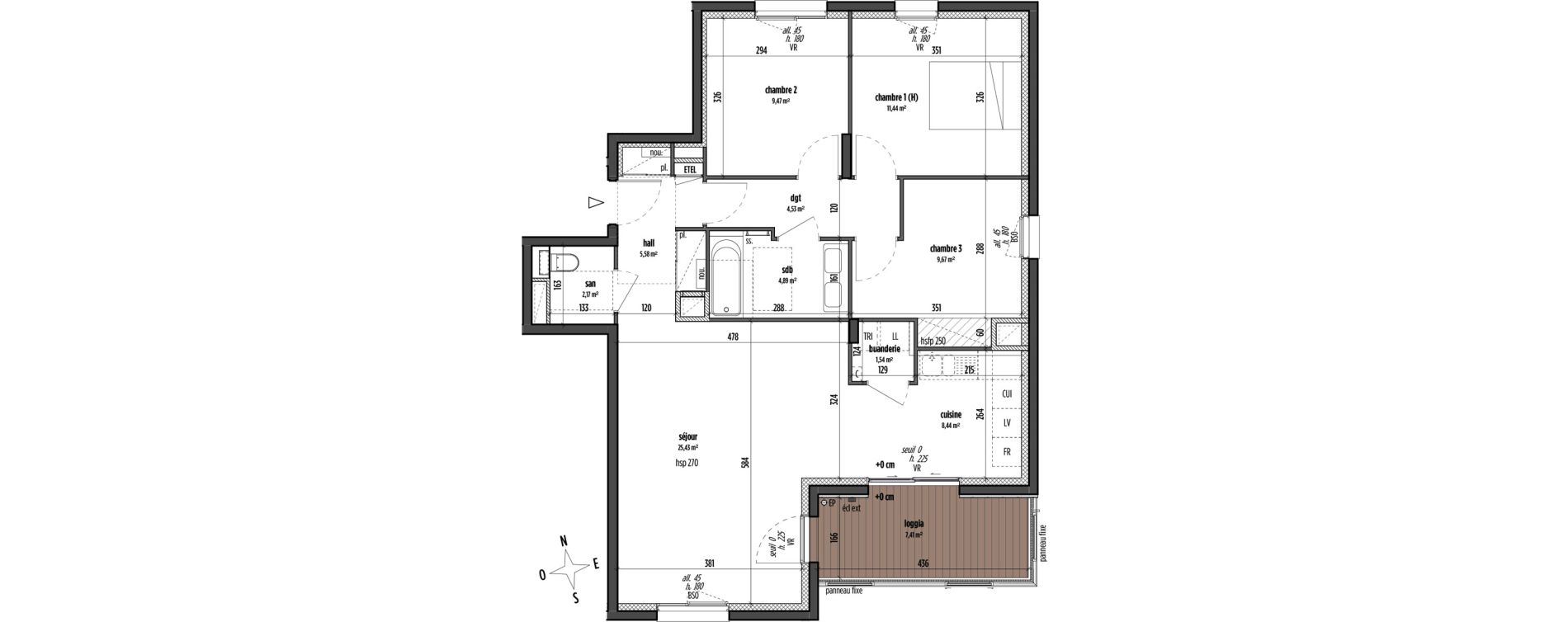 Appartement T4 de 83,16 m2 &agrave; Lyon Gerland (7eme)