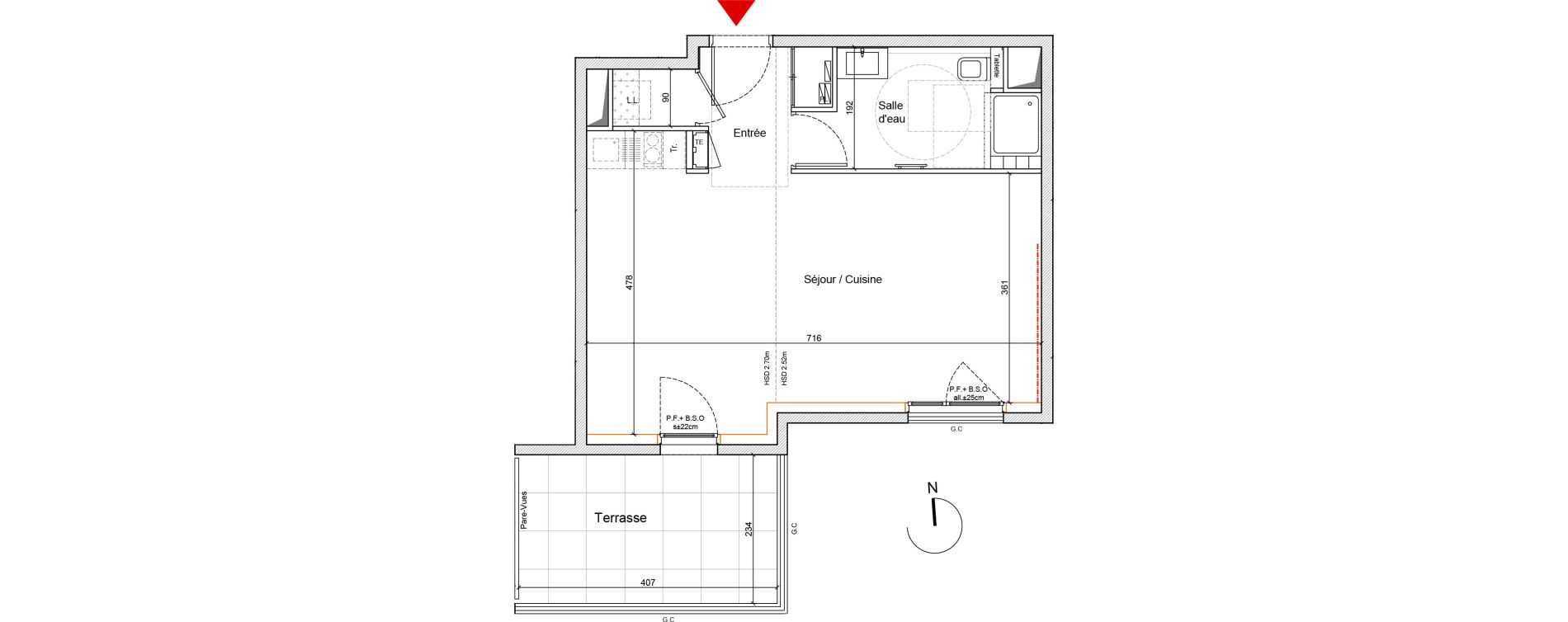 Appartement T1 de 39,10 m2 &agrave; Lyon Gerland (7eme)