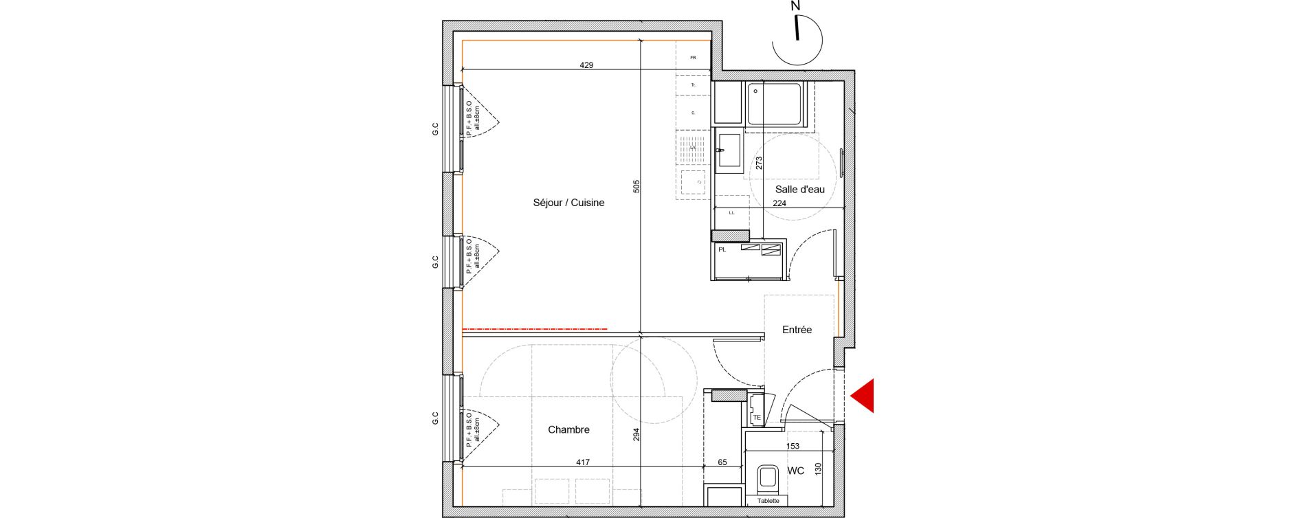 Appartement T2 de 48,50 m2 &agrave; Lyon Gerland (7eme)