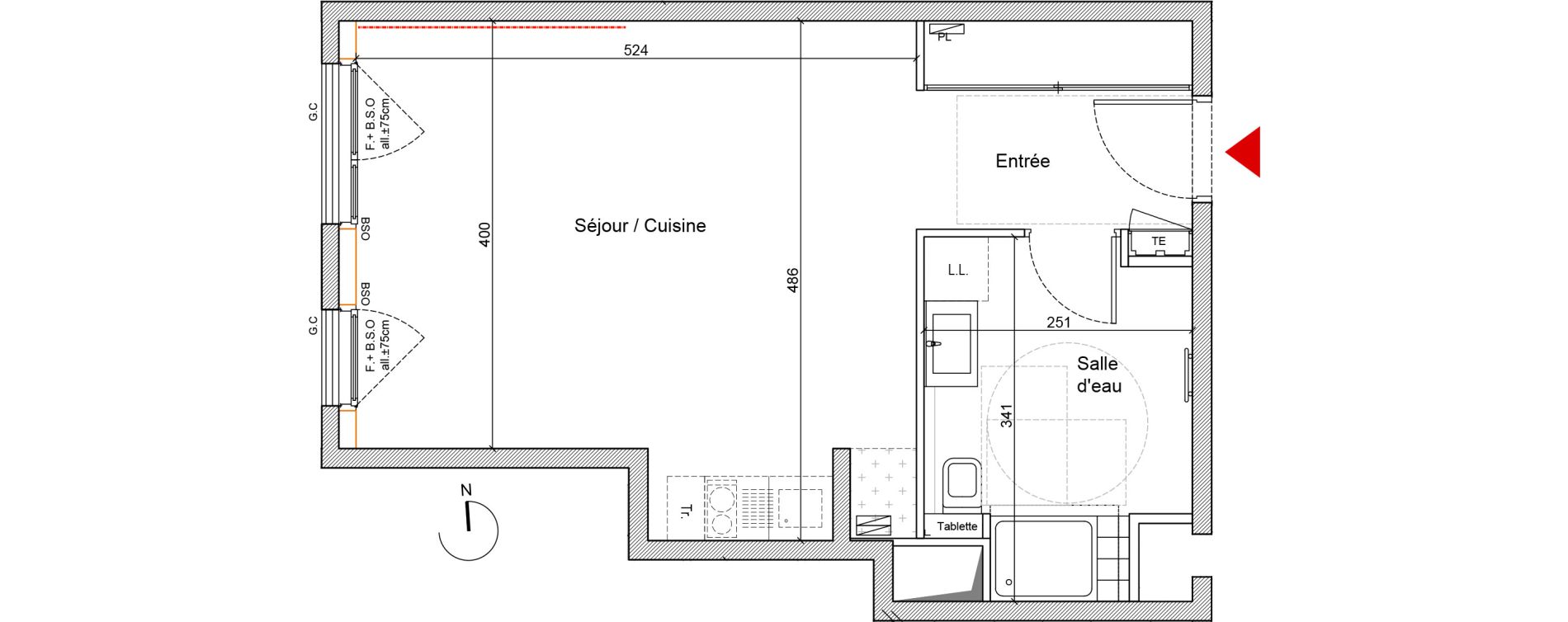 Appartement T1 de 35,40 m2 &agrave; Lyon Gerland (7eme)