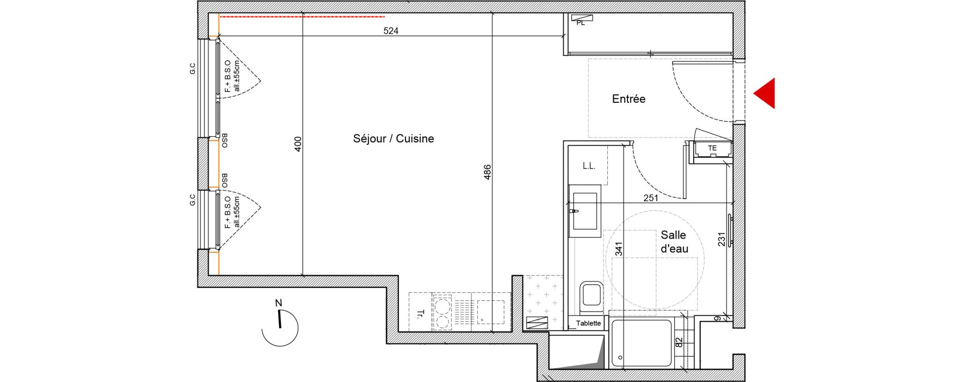 Appartement T1 de 35,40 m2 &agrave; Lyon Gerland (7eme)