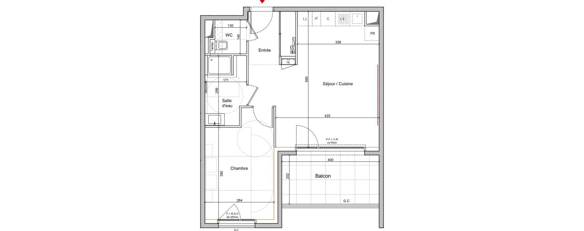 Appartement T2 de 45,80 m2 &agrave; Lyon Gerland (7eme)