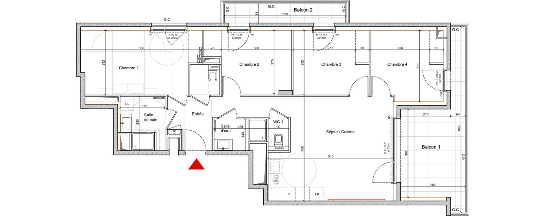 Appartement T5 de 81,30 m2 &agrave; Lyon Gerland (7eme)