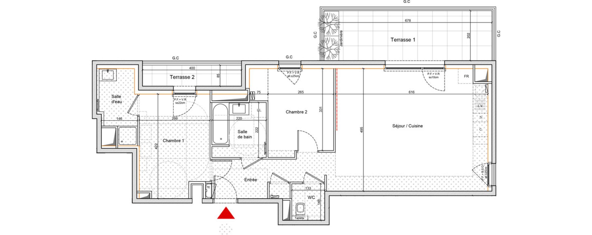 Appartement T3 de 69,70 m2 &agrave; Lyon Gerland (7eme)