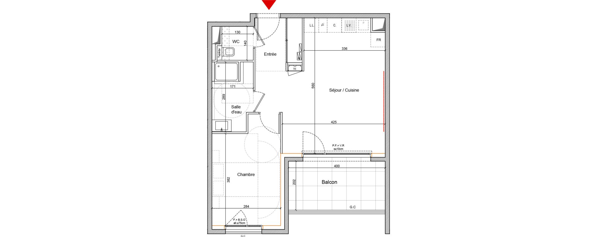 Appartement T2 de 45,80 m2 &agrave; Lyon Gerland (7eme)