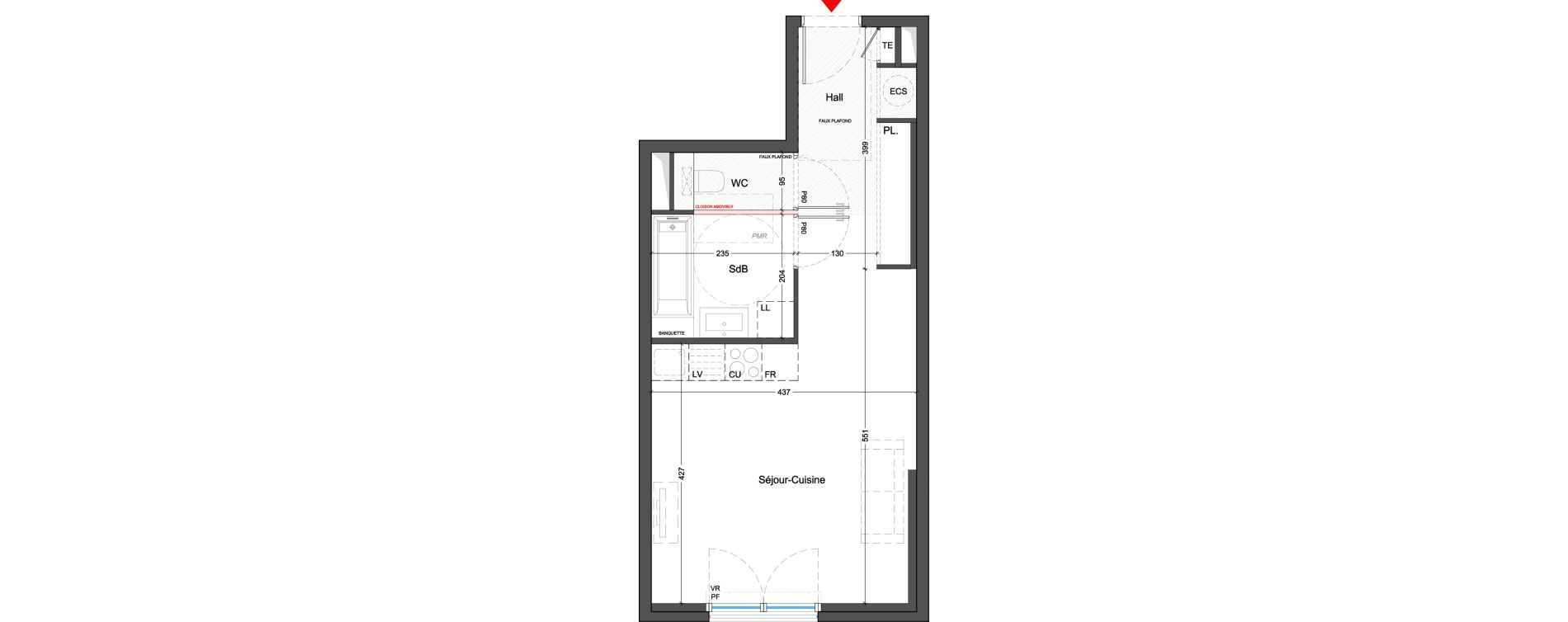 Appartement T1 de 34,43 m2 &agrave; Marcy-L'&Eacute;toile Centre