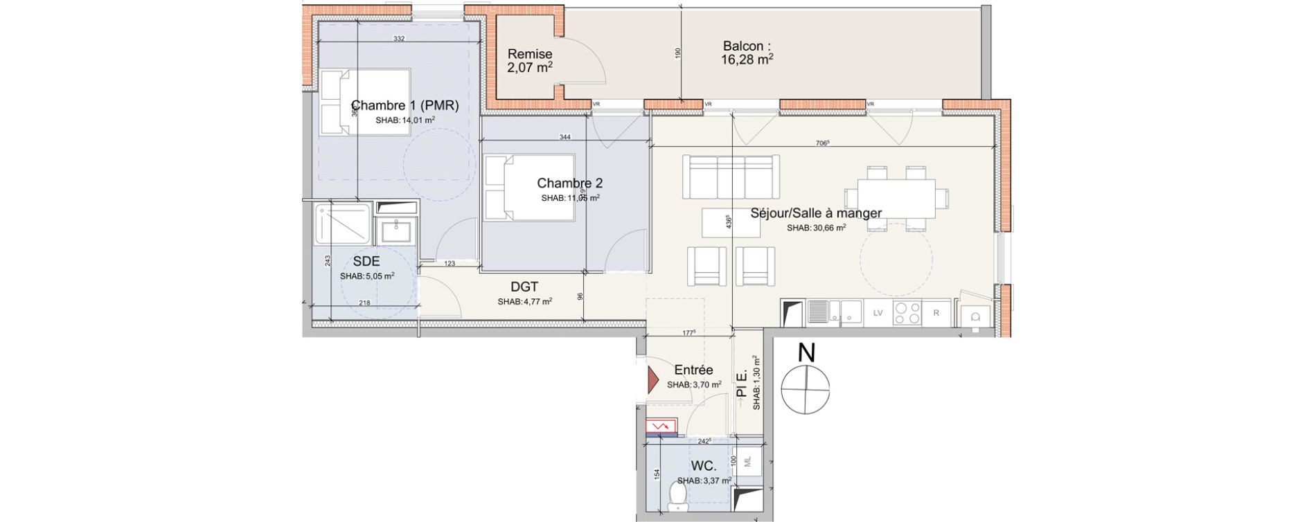 Appartement T3 de 73,91 m2 à Messimy Centre