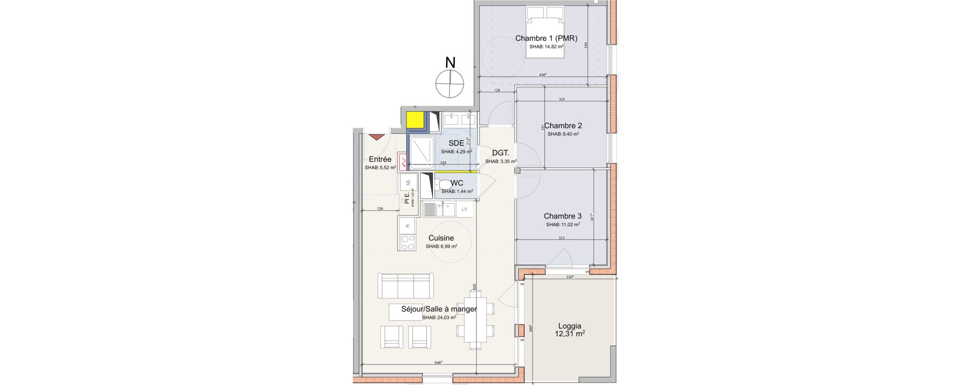 Appartement T4 de 81,89 m2 &agrave; Messimy Centre