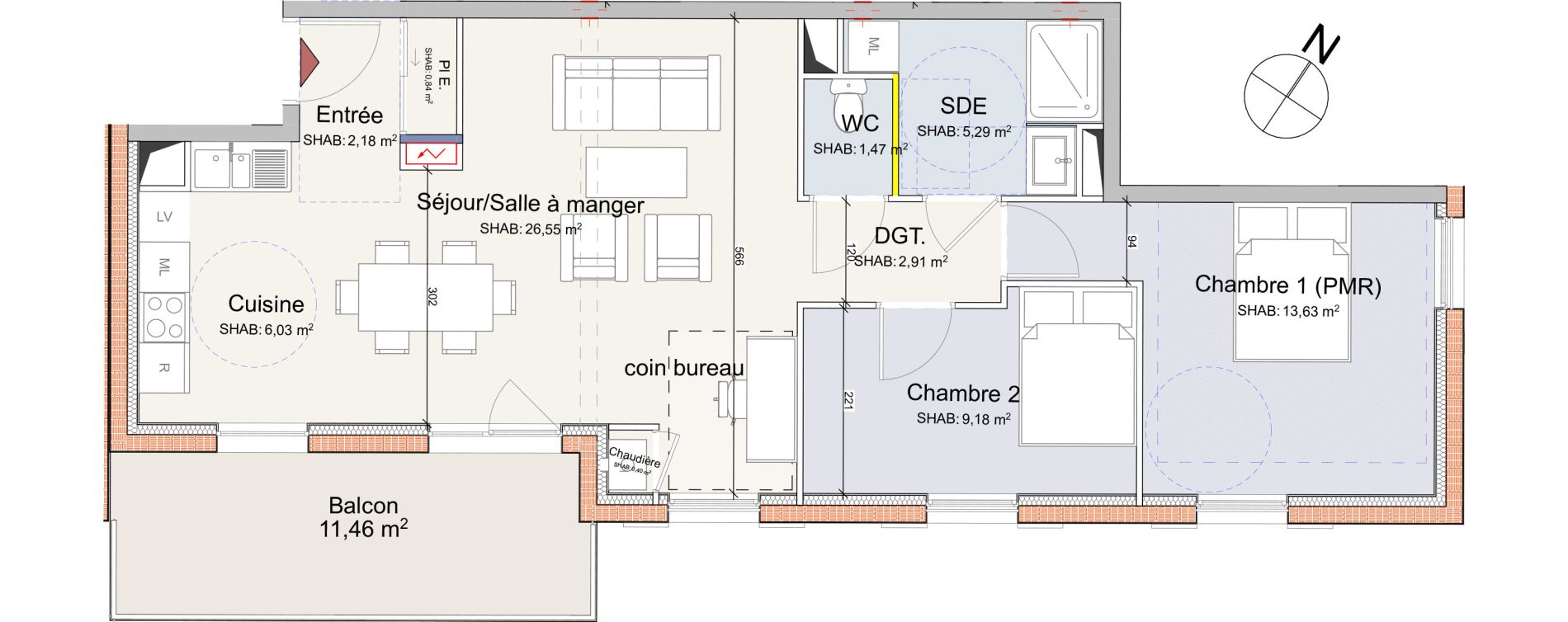 Appartement T3 de 68,48 m2 &agrave; Messimy Centre