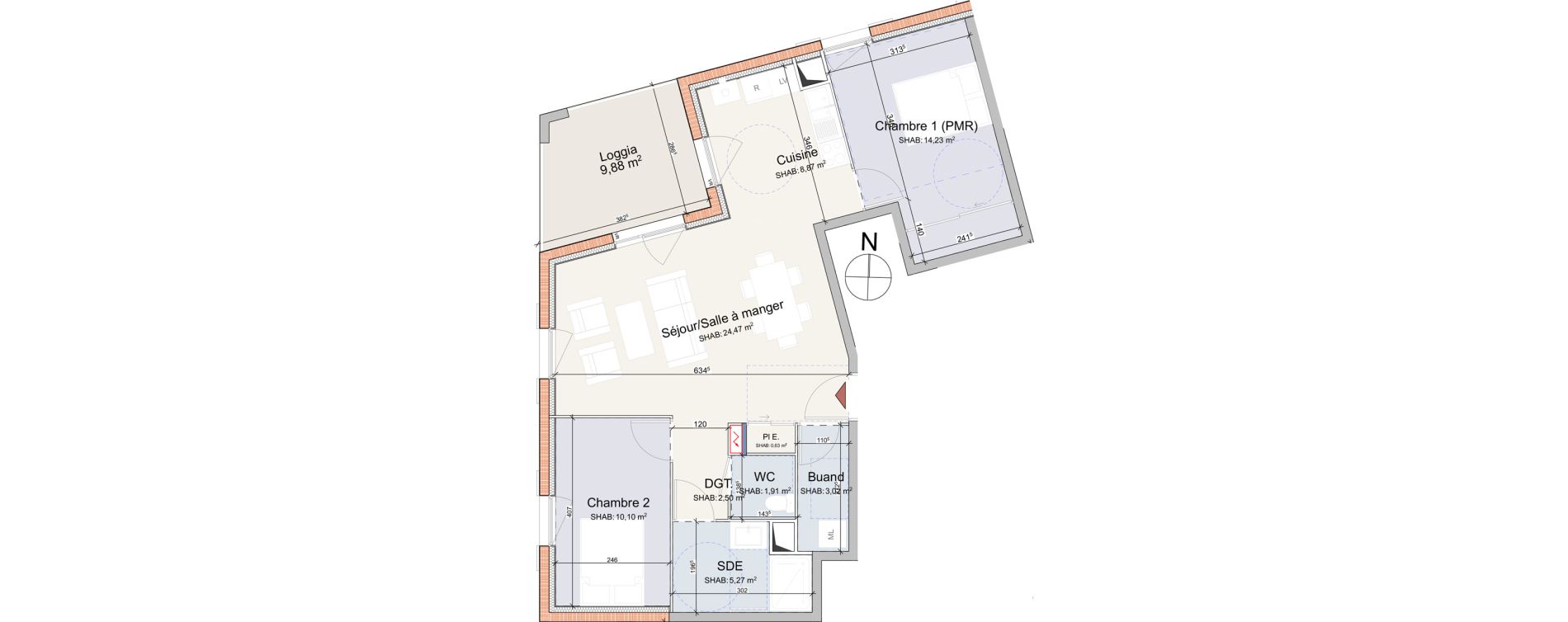 Appartement T3 de 71,00 m2 à Messimy Centre