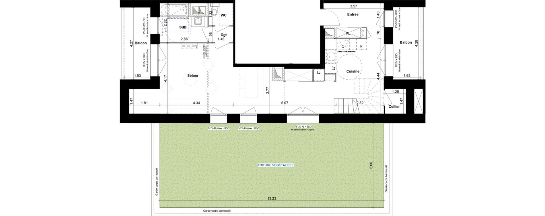 Duplex T4 de 134,18 m2 &agrave; Meyzieu Les plant&eacute;es