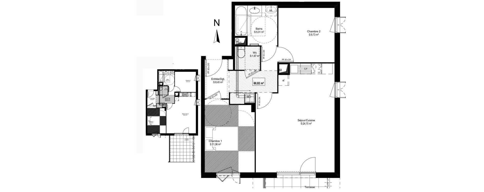 Appartement T3 de 60,82 m2 &agrave; Meyzieu Centre