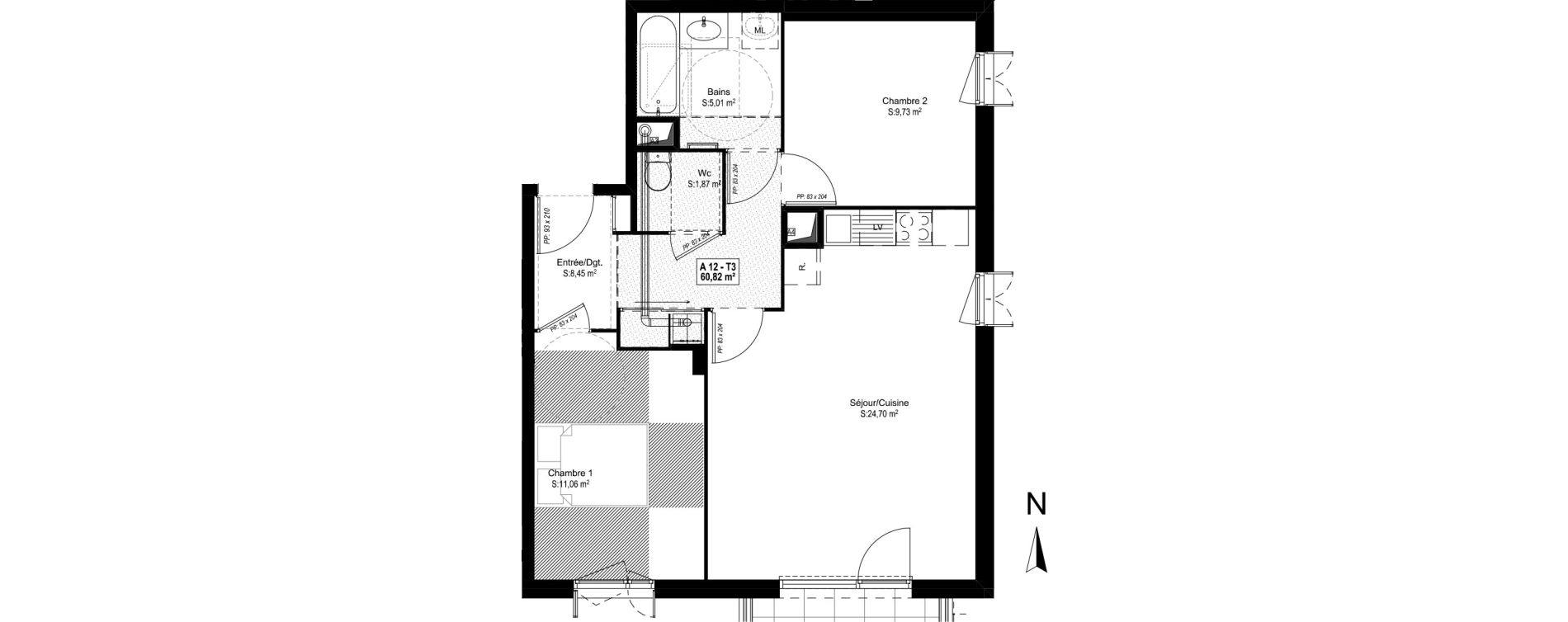 Appartement T3 de 60,82 m2 &agrave; Meyzieu Centre