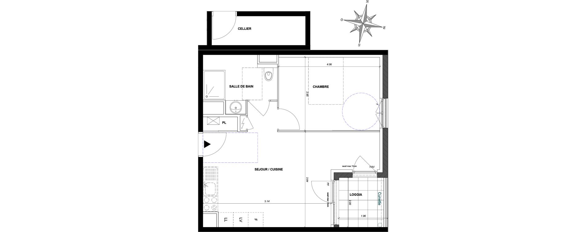 Appartement T2 de 42,20 m2 &agrave; Neuville-Sur-Sa&ocirc;ne Centre bourg