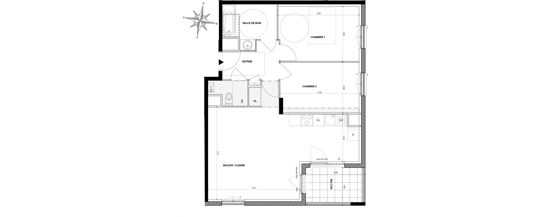 Appartement T3 de 66,60 m2 &agrave; Neuville-Sur-Sa&ocirc;ne Centre bourg