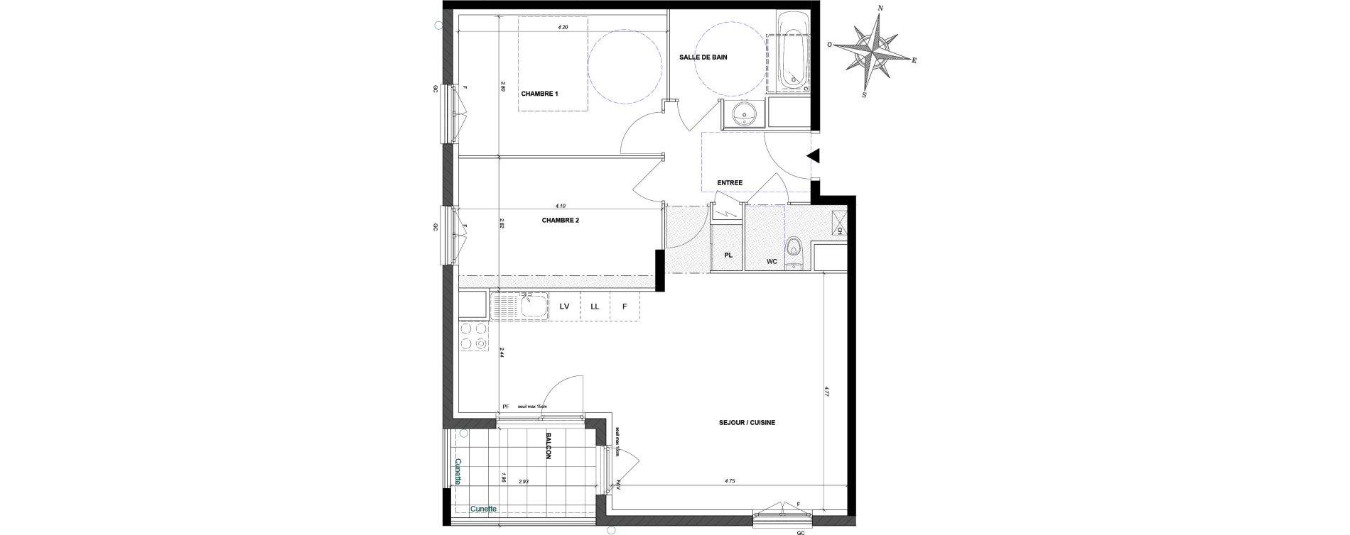 Appartement T3 de 66,60 m2 &agrave; Neuville-Sur-Sa&ocirc;ne Centre bourg