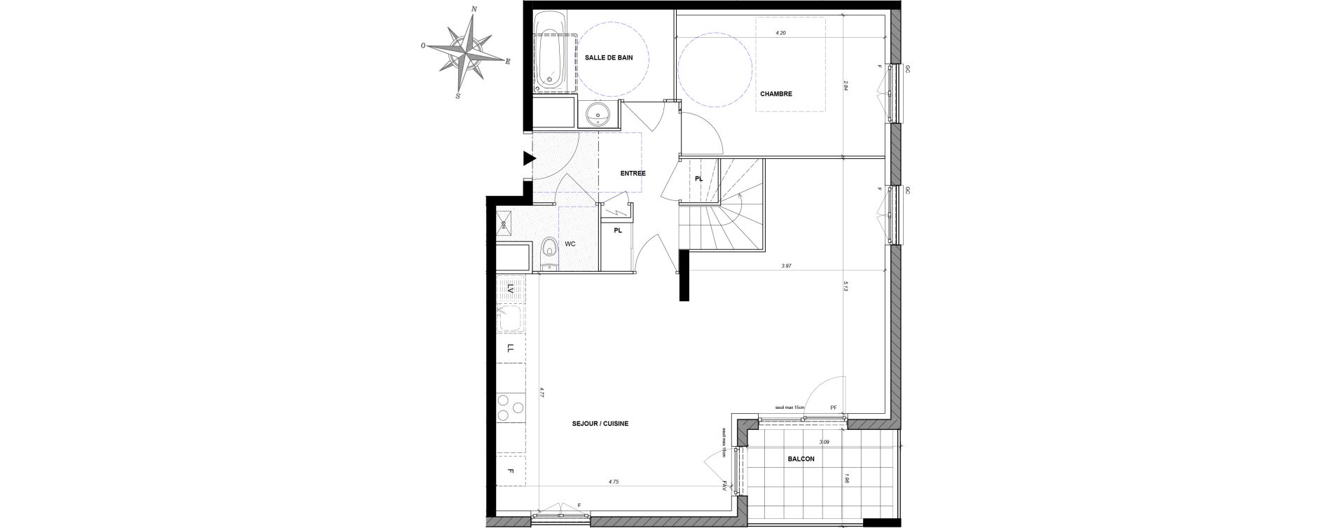 Duplex T4 de 101,30 m2 &agrave; Neuville-Sur-Sa&ocirc;ne Centre bourg