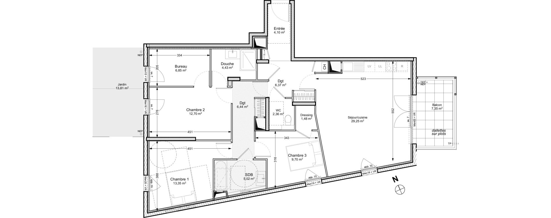 Appartement T4 de 102,50 m2 &agrave; Neuville-Sur-Sa&ocirc;ne Centre