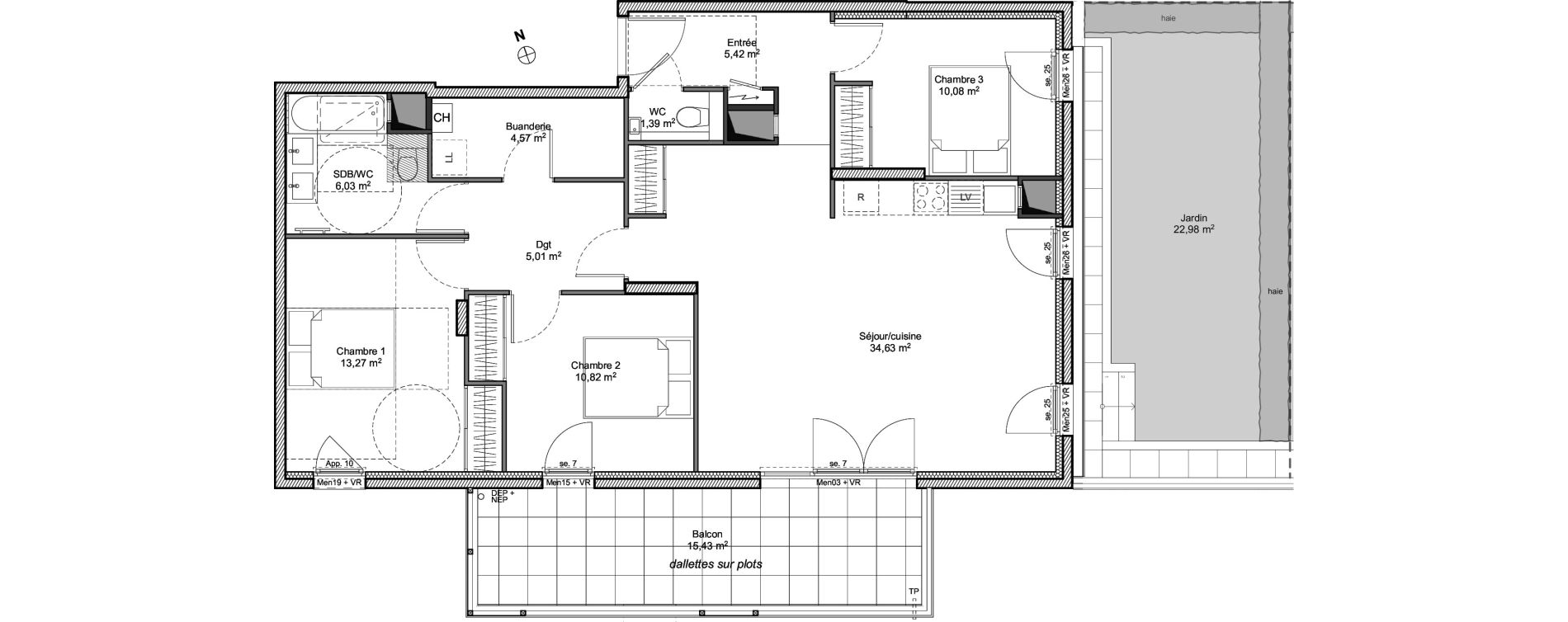 Appartement T4 de 91,22 m2 &agrave; Neuville-Sur-Sa&ocirc;ne Centre