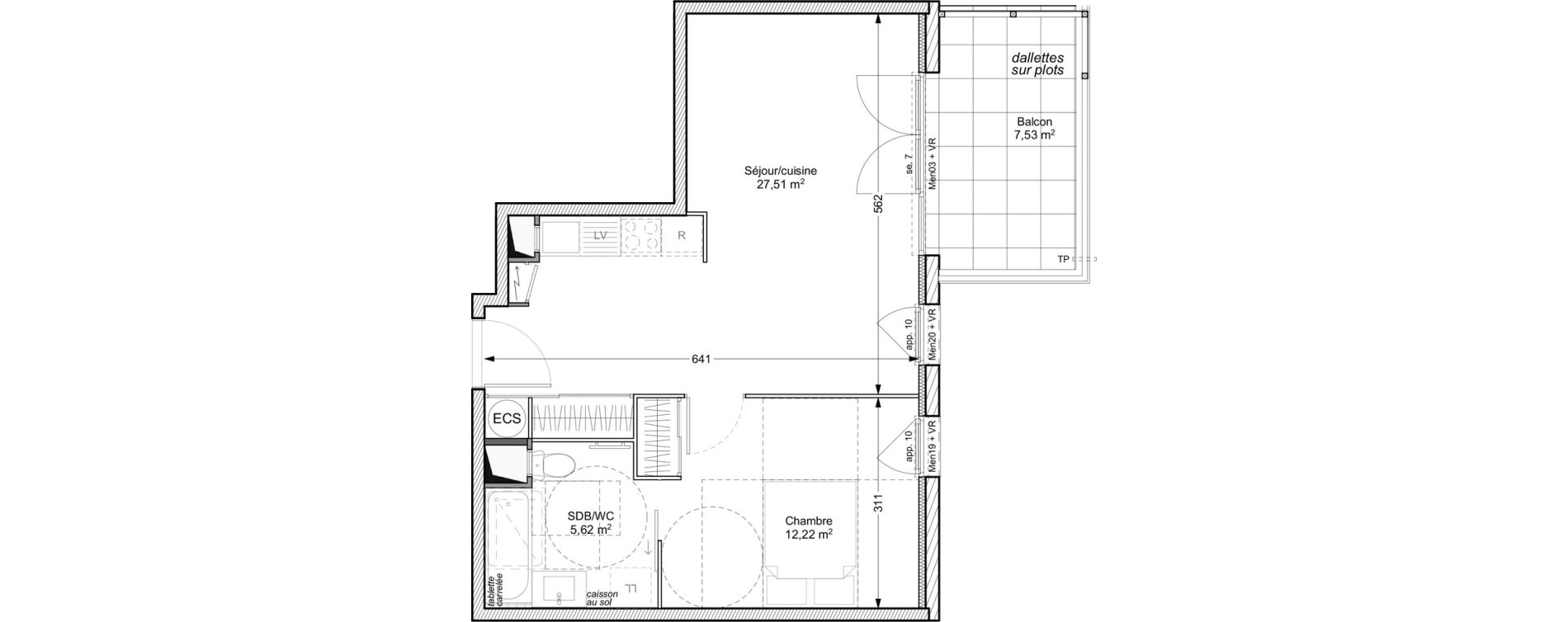 Appartement T2 de 45,35 m2 &agrave; Neuville-Sur-Sa&ocirc;ne Centre