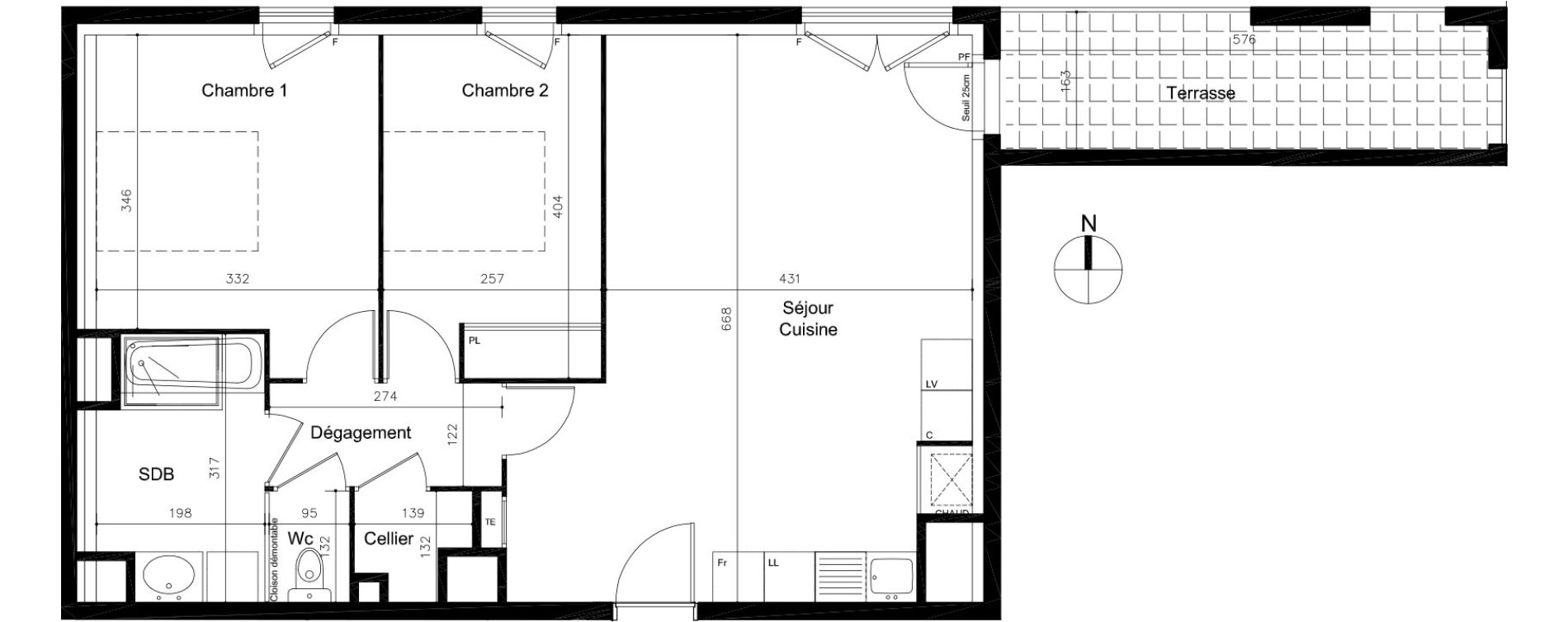 Appartement T3 de 65,35 m2 &agrave; Oullins Centre