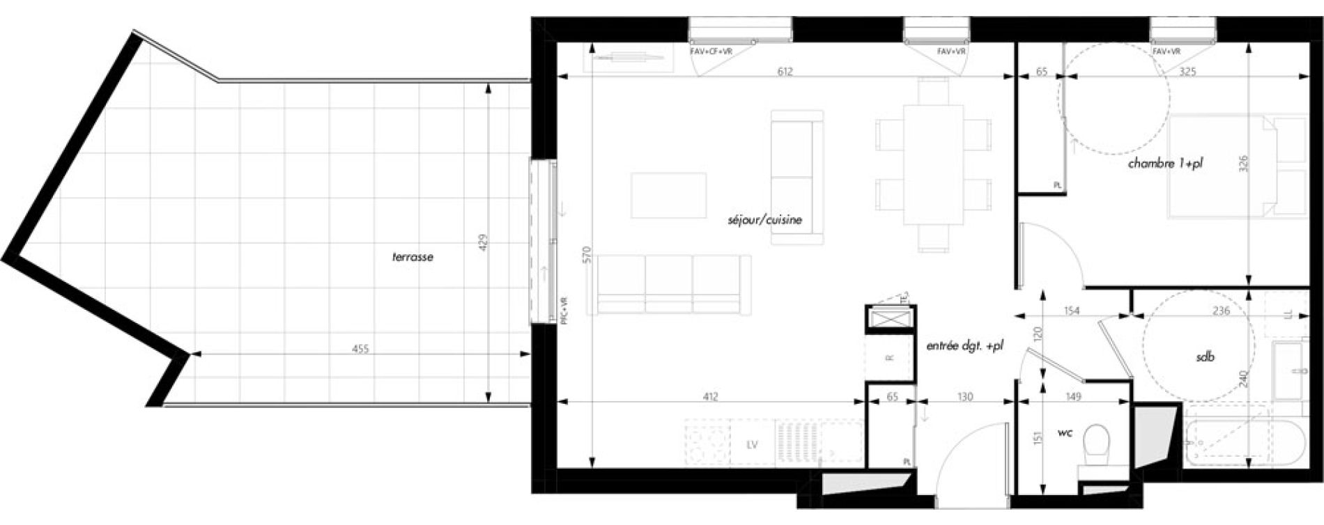 Appartement T2 de 56,54 m2 &agrave; Pontcharra-Sur-Turdine Centre