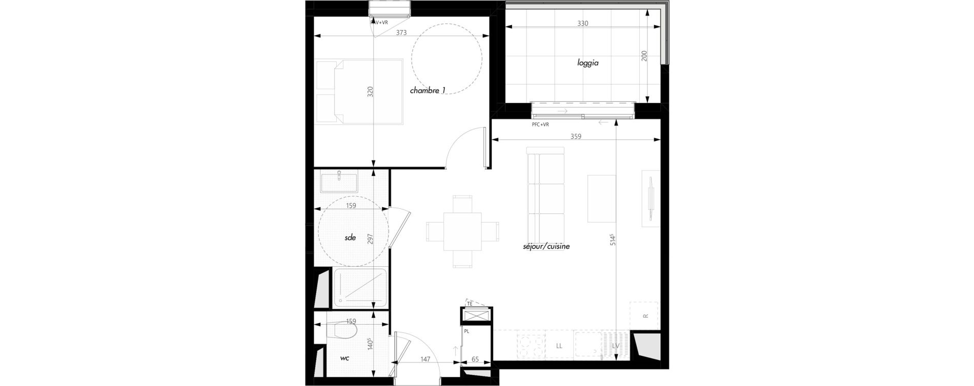 Appartement T2 de 45,43 m2 &agrave; Pontcharra-Sur-Turdine Centre