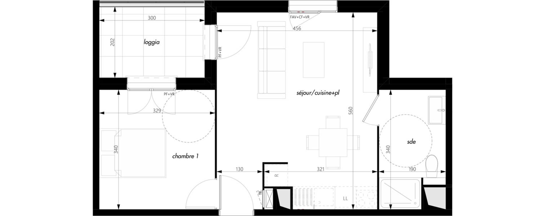 Appartement T2 de 42,14 m2 &agrave; Pontcharra-Sur-Turdine Centre