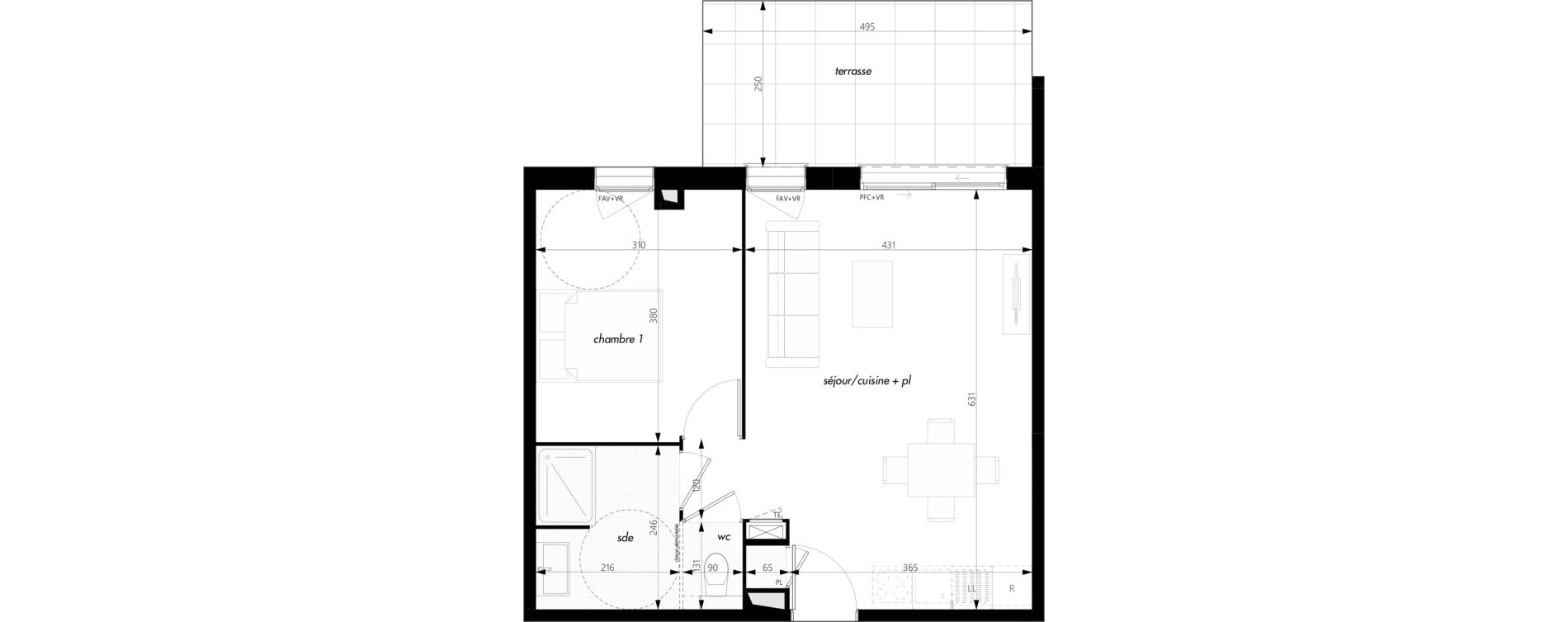 Appartement T2 de 45,86 m2 &agrave; Pontcharra-Sur-Turdine Centre