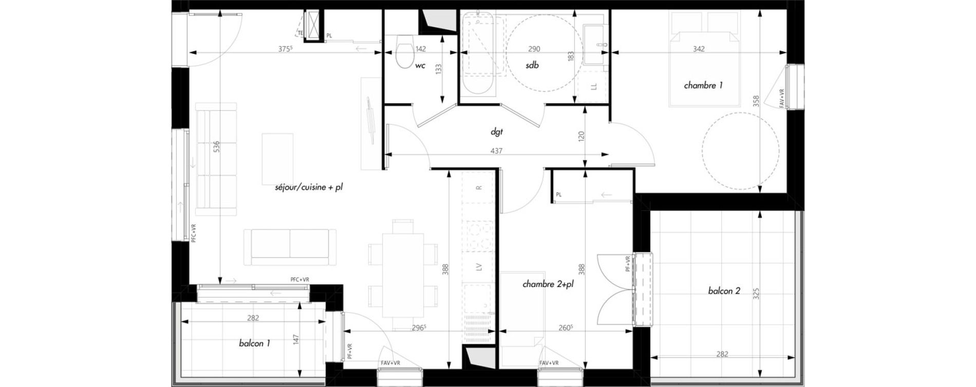 Appartement T3 de 64,55 m2 &agrave; Pontcharra-Sur-Turdine Centre