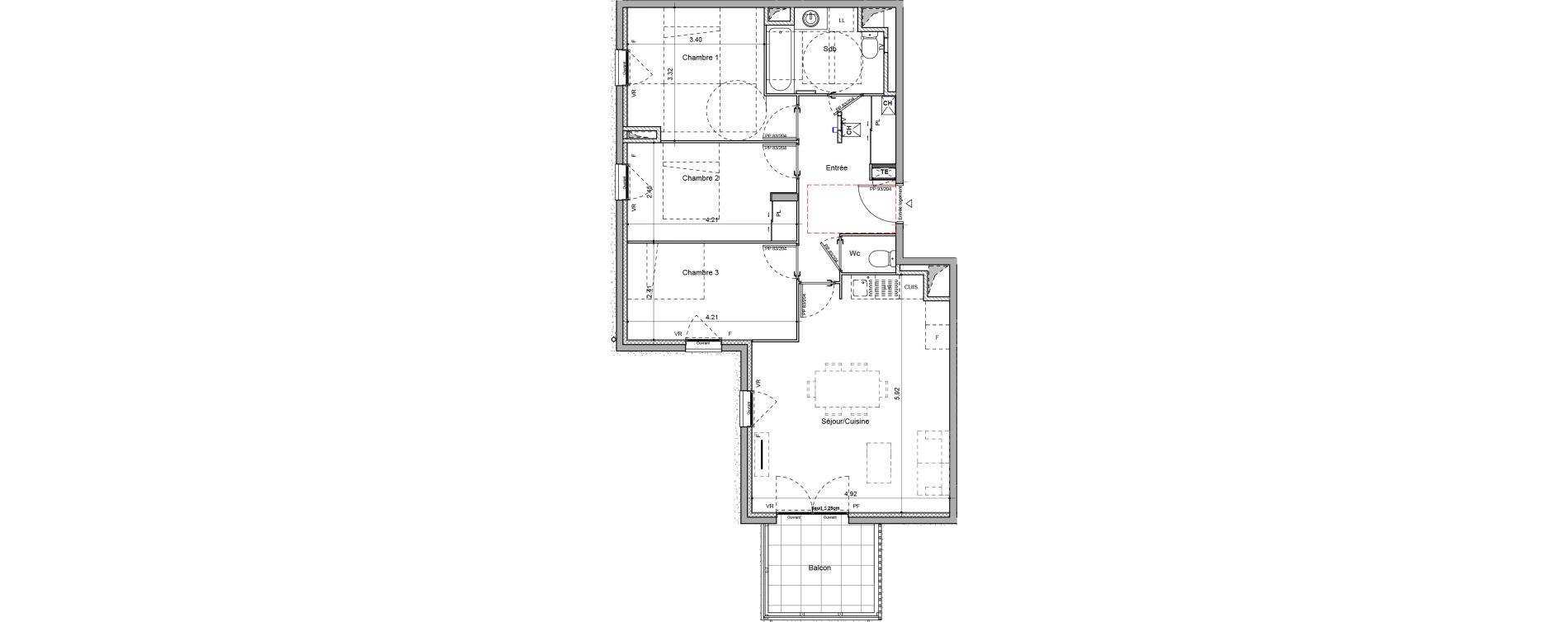 Appartement T4 de 74,81 m2 &agrave; Rillieux-La-Pape Cr&eacute;pieux