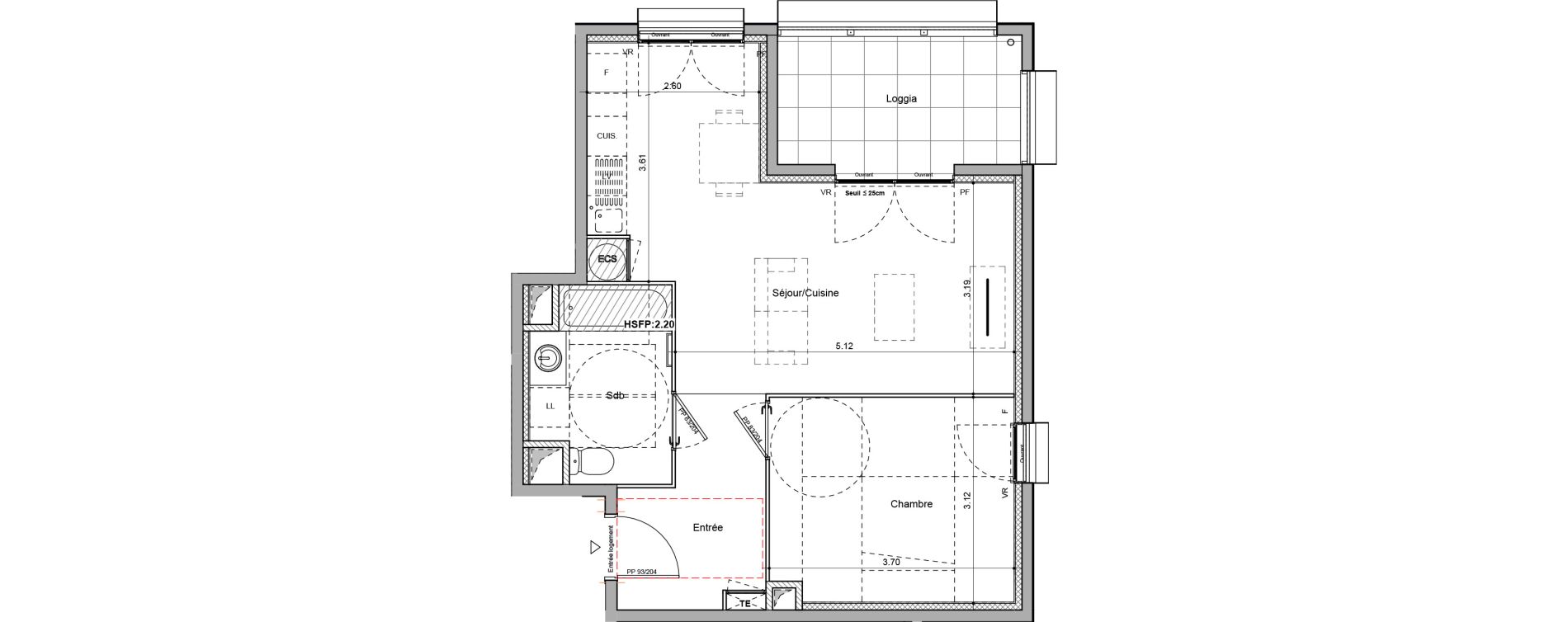 Appartement T2 de 46,82 m2 &agrave; Rillieux-La-Pape Cr&eacute;pieux