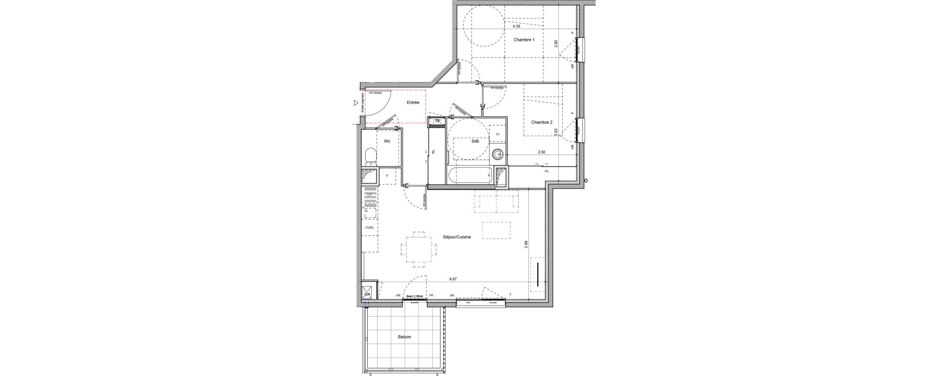 Appartement T3 de 65,72 m2 &agrave; Rillieux-La-Pape Cr&eacute;pieux