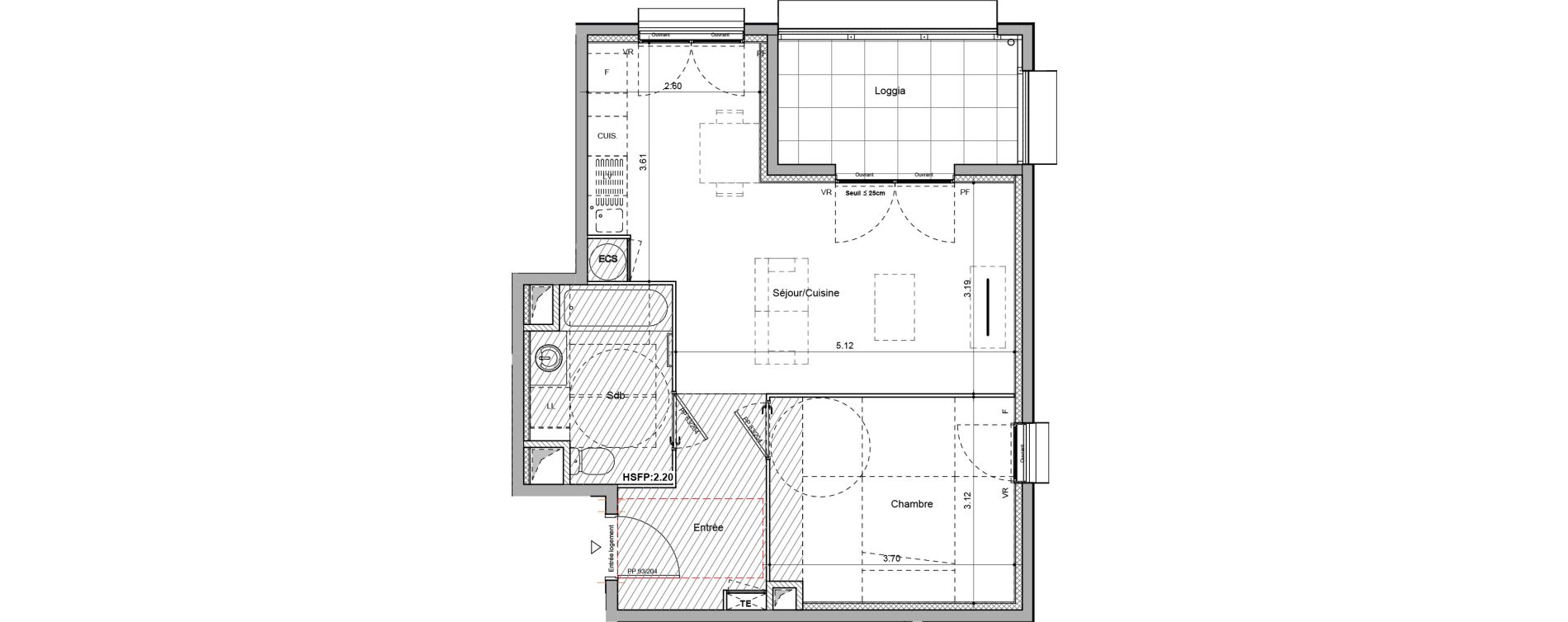 Appartement T2 de 46,82 m2 &agrave; Rillieux-La-Pape Cr&eacute;pieux