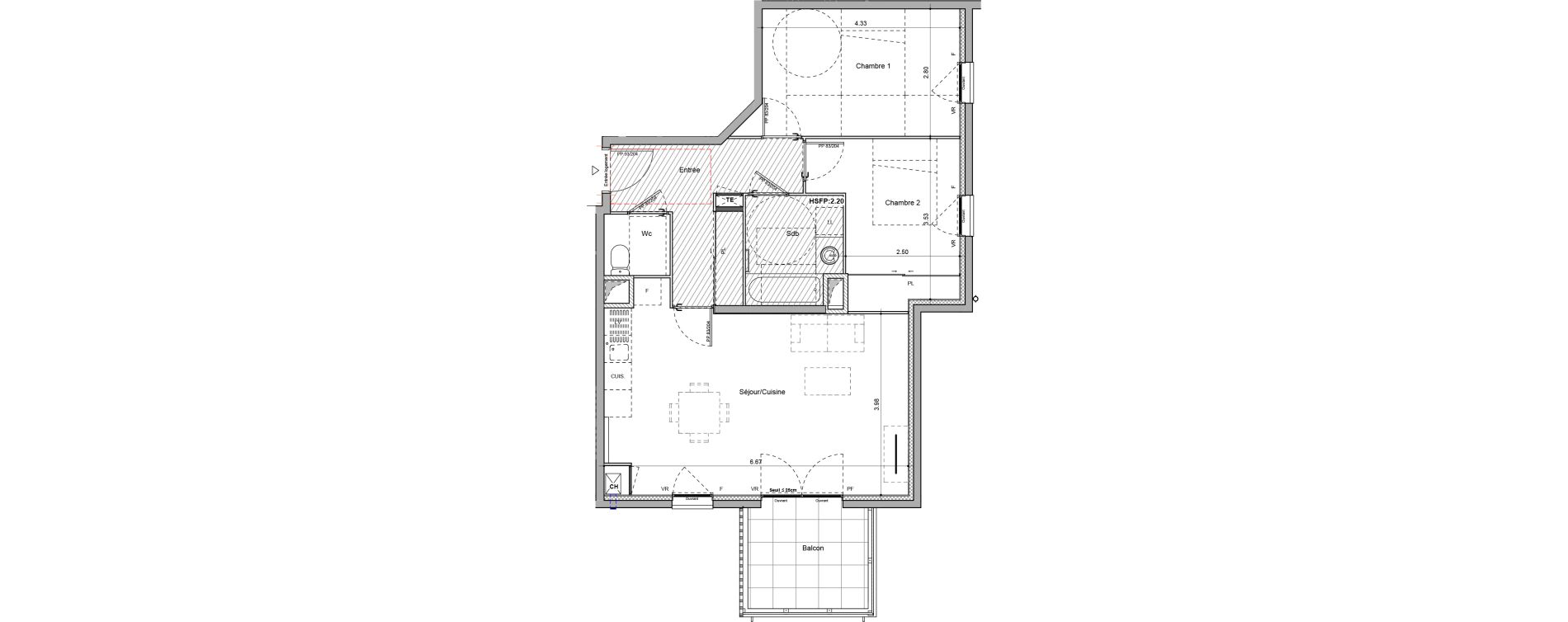 Appartement T3 de 65,72 m2 &agrave; Rillieux-La-Pape Cr&eacute;pieux