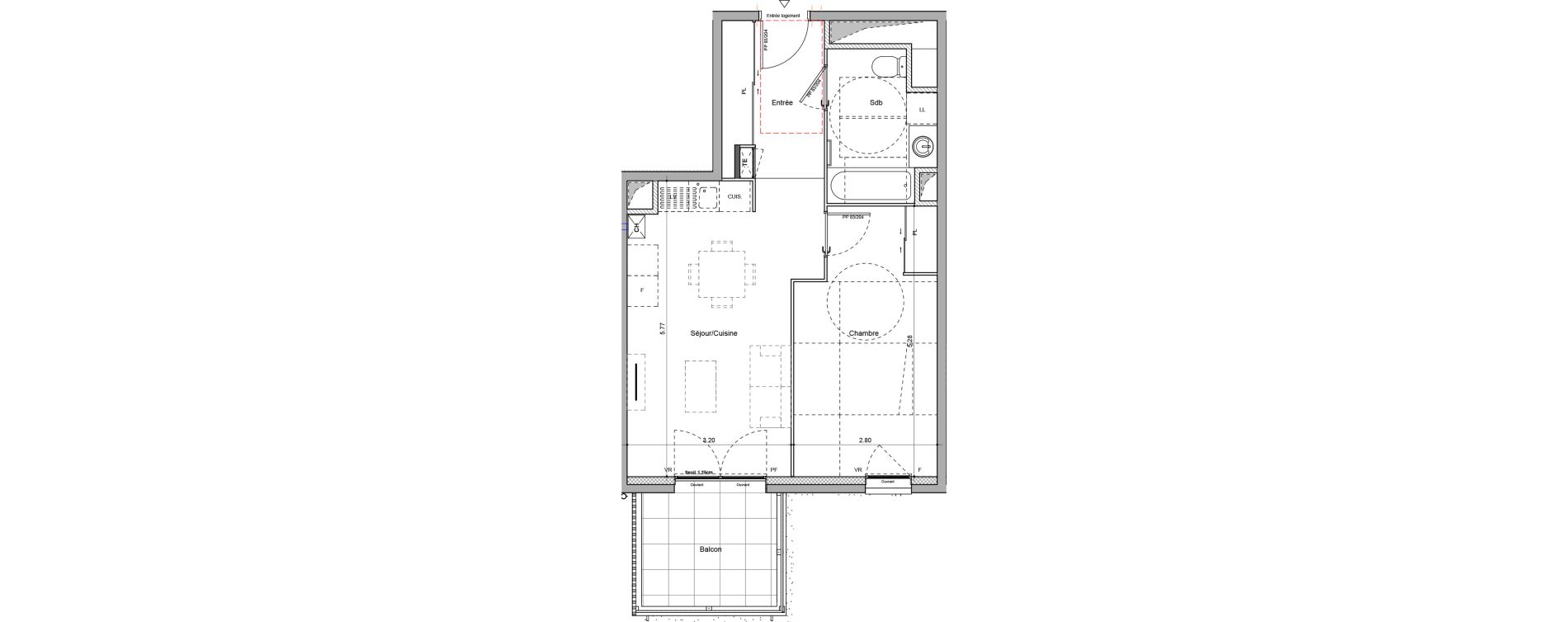 Appartement T2 de 44,71 m2 &agrave; Rillieux-La-Pape Cr&eacute;pieux