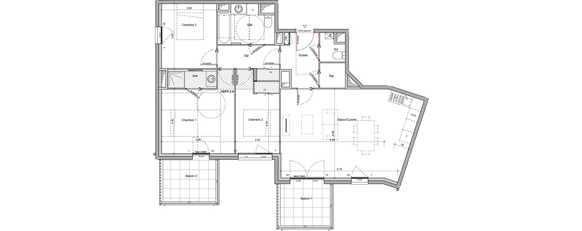 Appartement T4 de 87,34 m2 &agrave; Rillieux-La-Pape Cr&eacute;pieux