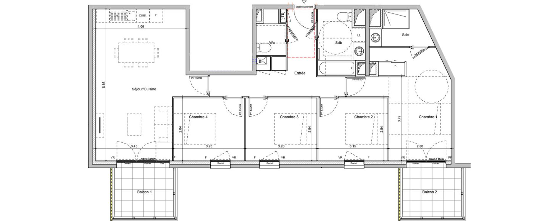 Appartement T5 de 93,42 m2 &agrave; Rillieux-La-Pape Cr&eacute;pieux