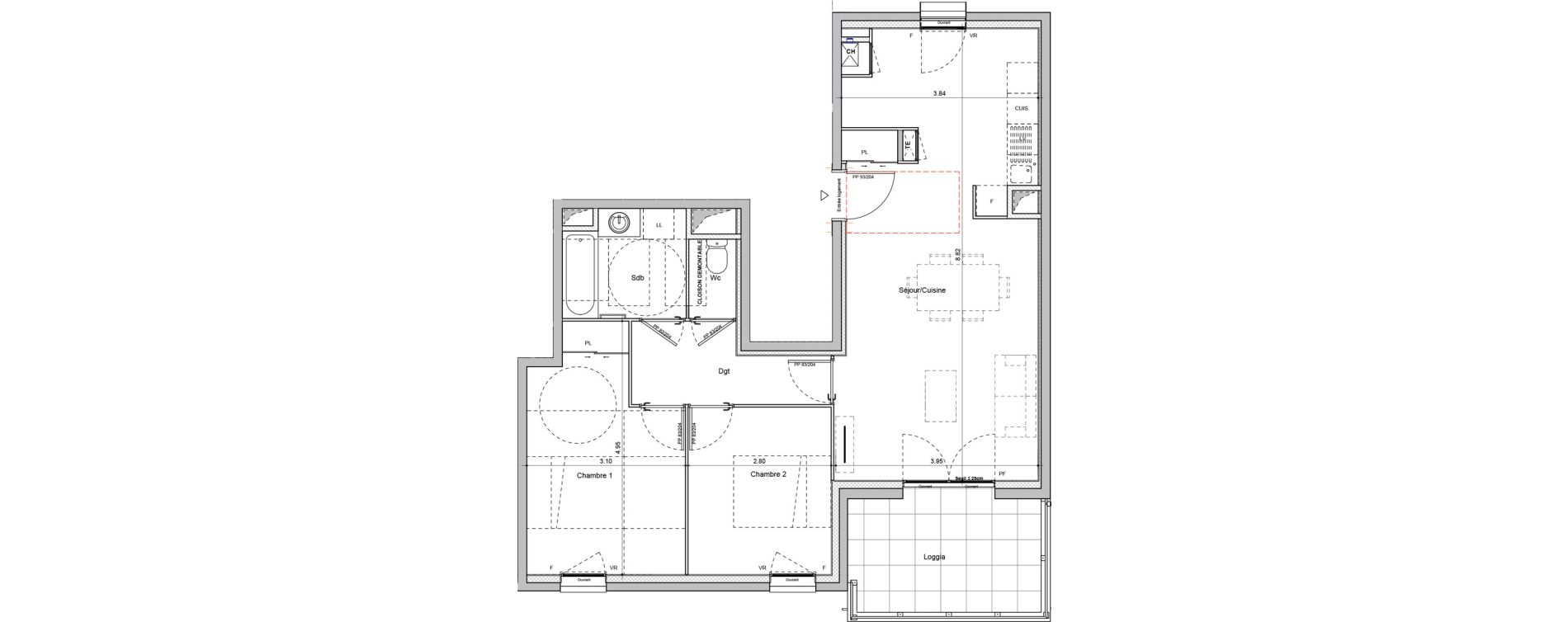 Appartement T3 de 66,34 m2 &agrave; Rillieux-La-Pape Cr&eacute;pieux